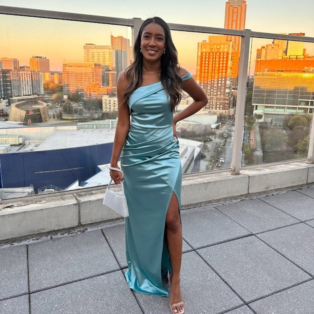 Satin Maxi Dress - Light Blue